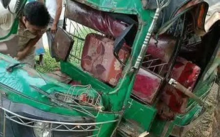 লামায় নিয়ন্ত্রণ হারিয়ে গাছে সিএনজির ধাক্কা, চালক নিহত, আহত ৫