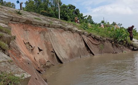 ব্রহ্মপুত্রের রক্ষা বাঁধে ফের ধস, ঘুম হারাম নদীতীরের বাসিন্দাদের