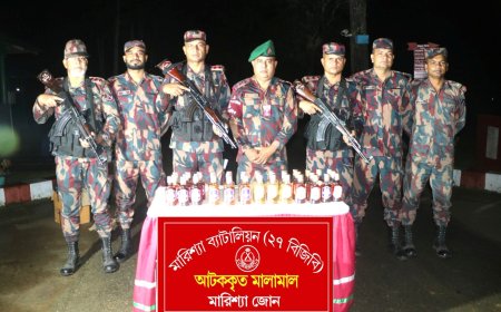 বাঘাইছড়িতে বিজিবির অভিযানে ৩৮ বোতল কেয়ারু মদ উদ্ধার