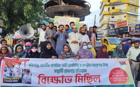 হবিগঞ্জে এনসিপির কেন্দ্রীয় নেতাদের ওপর হামলার প্রতিবাদে কুড়িগ্রামে বিক্ষোভ ও প্রতিবাদ সমাবেশ