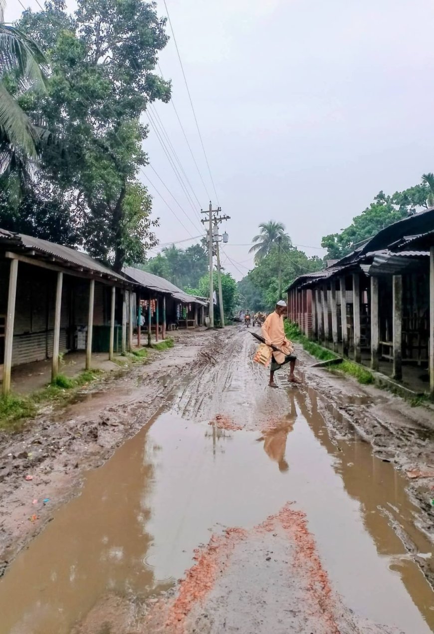 ঈশ্বরগঞ্জের খালবলা বাজারমুখী সড়কে খসে পড়ছে ‘চামড়া’, মিলছে না প্রতিকার