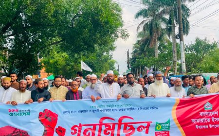 জুলাই সনদ বাস্তবায়ন ও জুলাই গণহত্যার বিচার দাবিতে ঈশ্বরগঞ্জে জামায়াতের গণমিছিল অনুষ্ঠিত।