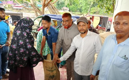 বন্যাদুর্গতদের পাশে মানুষের জন্য ফাউন্ডেশন, বাঘাইছড়িতে ৯০ পরিবারে চাল বিতরণ