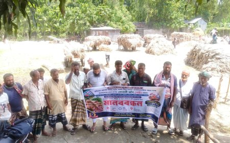 পাটের ন্যায্য দাম নিশ্চিত এবং সীমান্ত দিয়ে পাট পাচার বন্ধের দাবিতে কুড়িগ্রামে মানববন্ধন